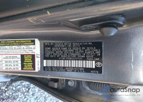 2012 Toyota Camry Se из США, поврежденный, VIN 4T1BF1FK8CU117131